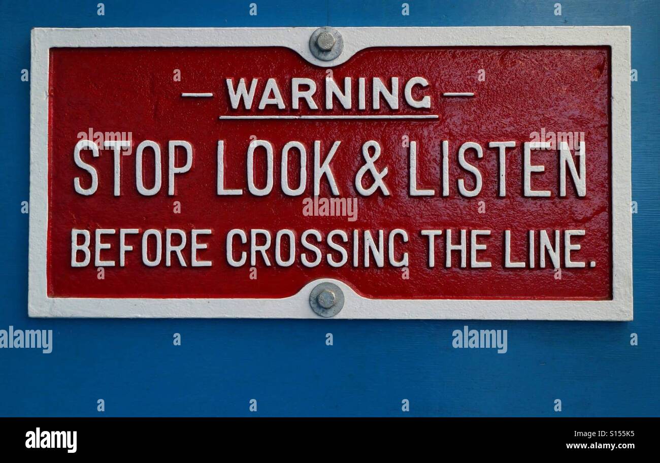 Panneau d'avertissement de train Banque D'Images