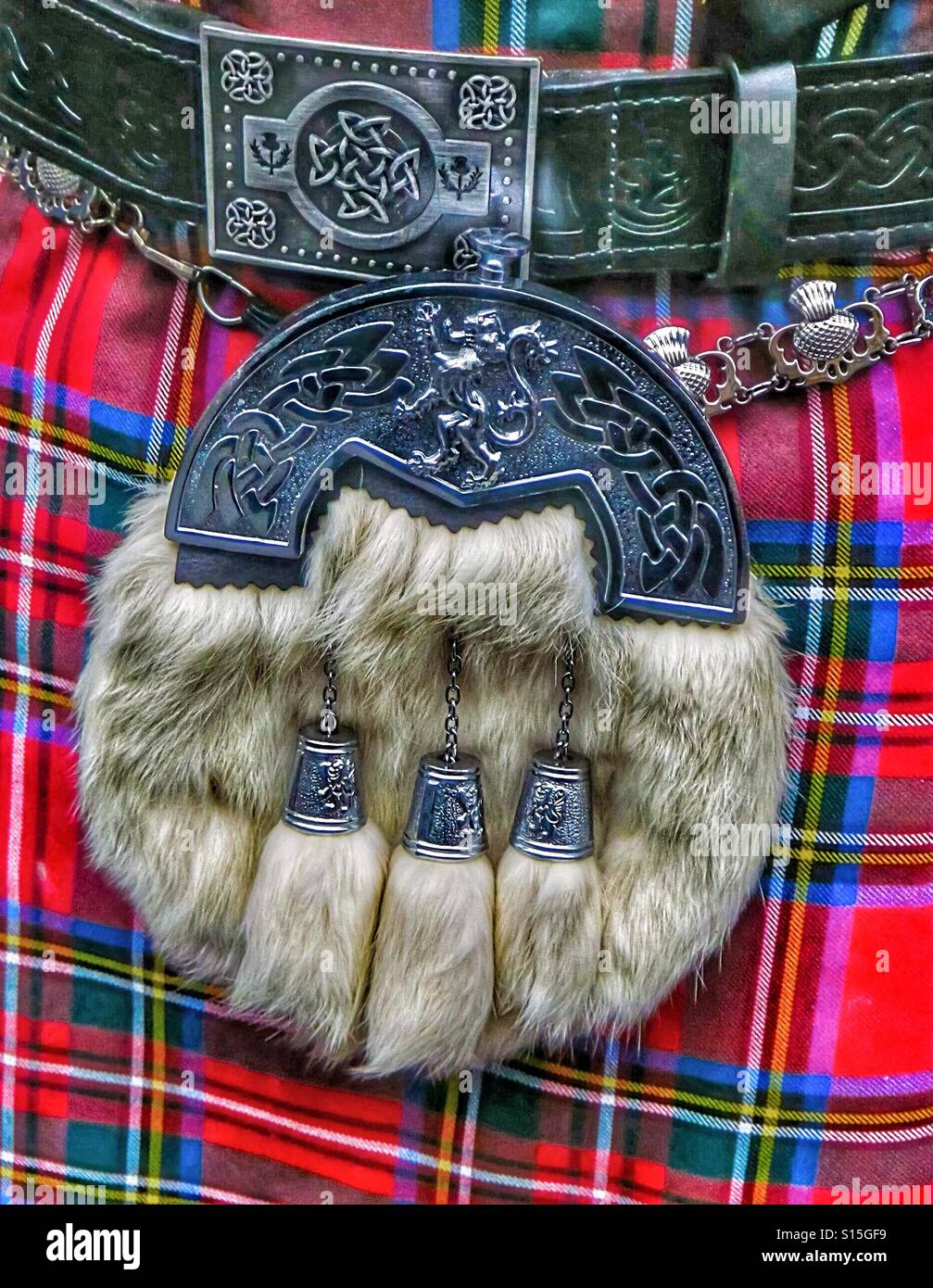 MacLean Tartan, kilt écossais et sporran - Image de stock capturée avec un smartphone