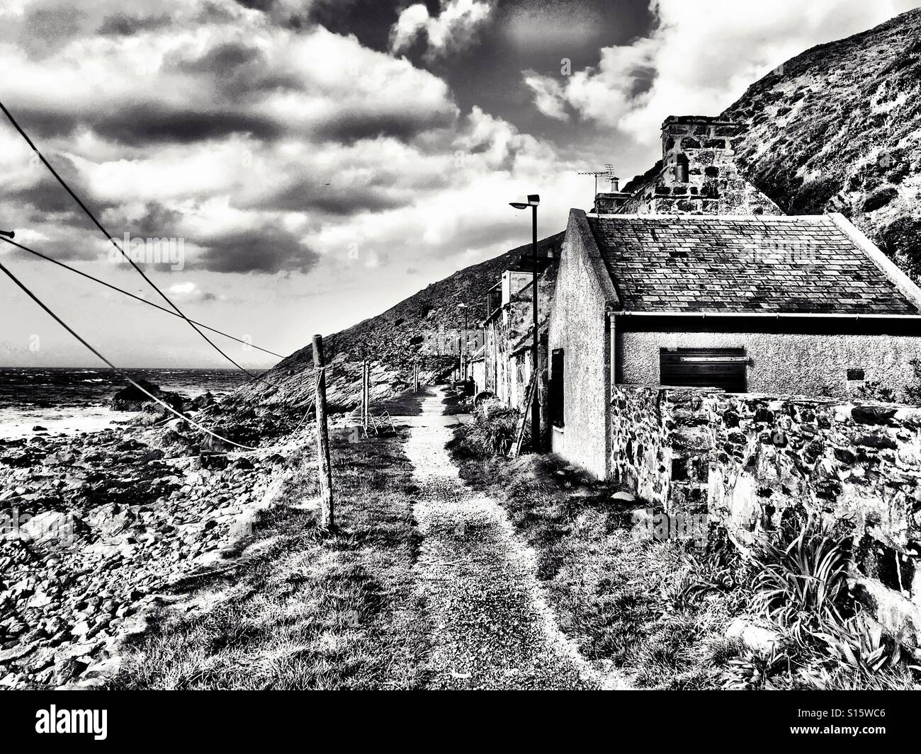 Crovie, dans l'Aberdeenshire, région de Grampian, Ecosse, Royaume-Uni. - Image de stock capturée avec un smartphone