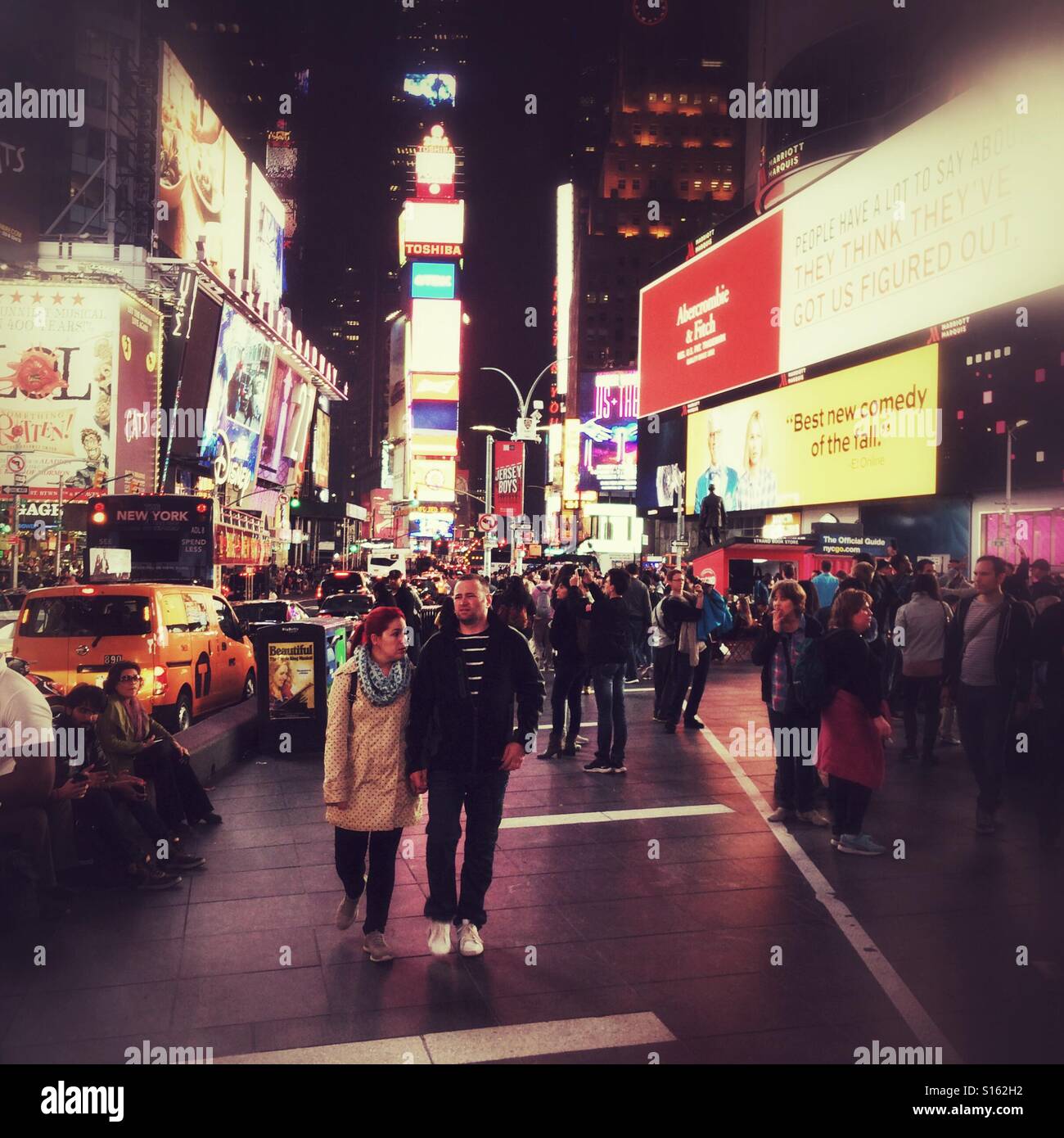 Times Square, Manhattan, New York City, États-Unis d'Amérique. - Image de stock capturée avec un smartphone