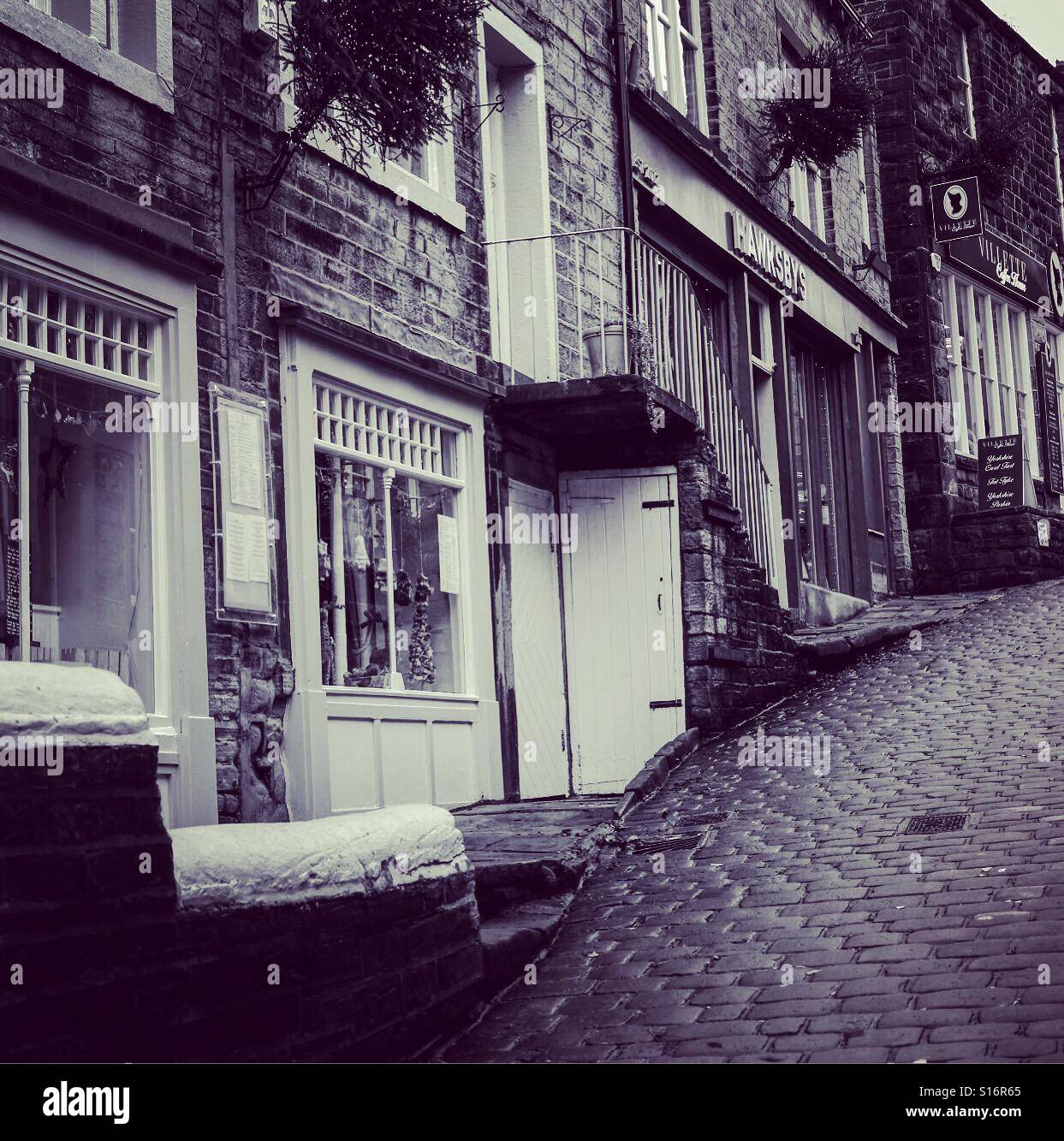 Haworth, rue Main, Bradford, West Yorkshire. Banque D'Images