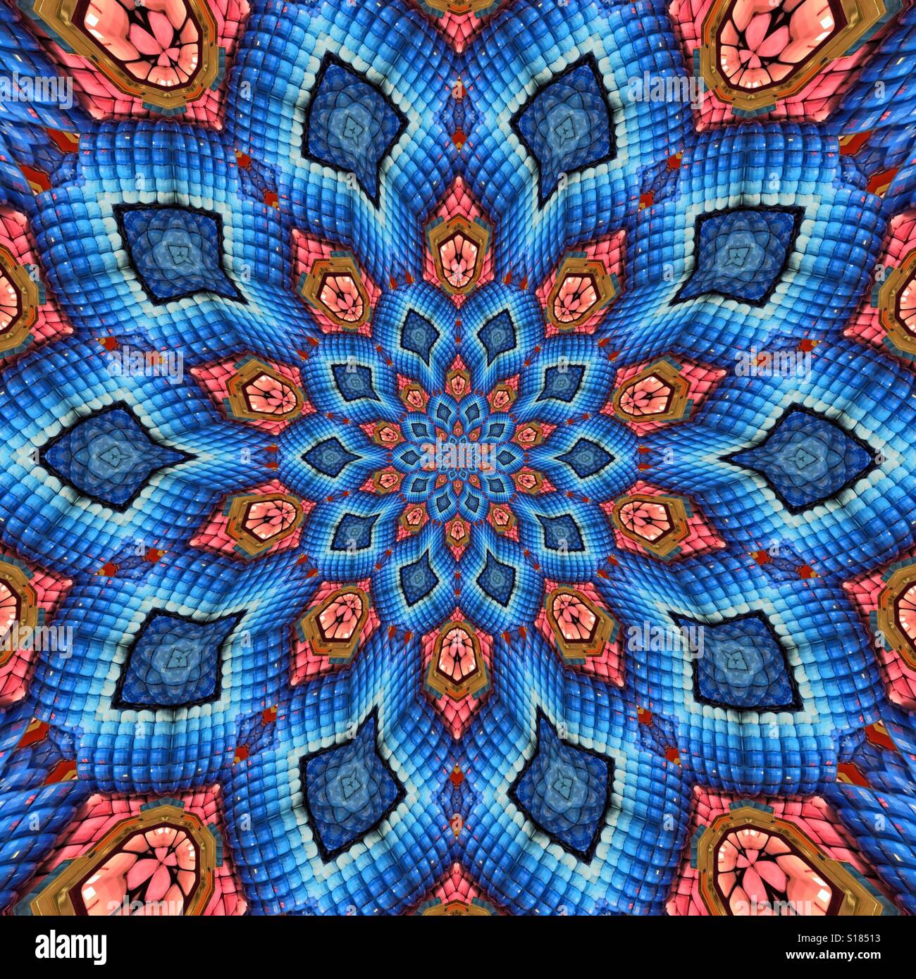 Un kaléidoscope abstrait de droit en rose et bleu - Image de stock capturée avec un smartphone