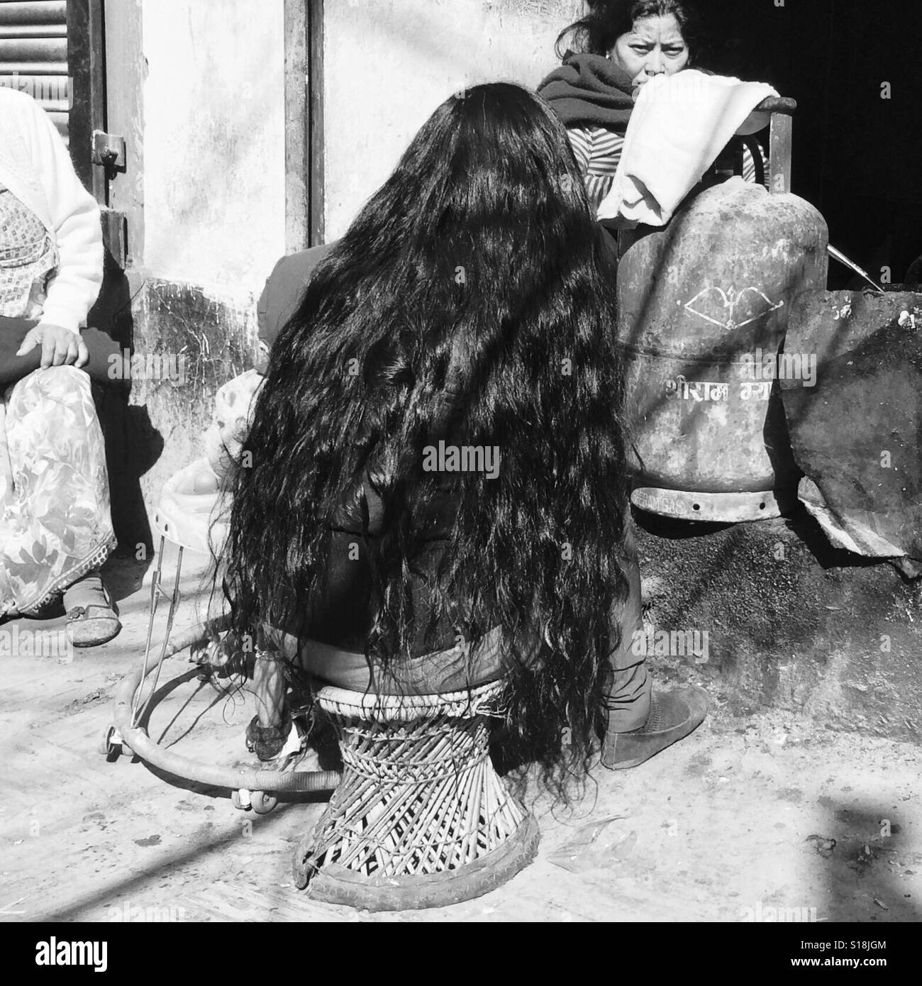Girl with long hair, Katmandou, 2017 Banque D'Images