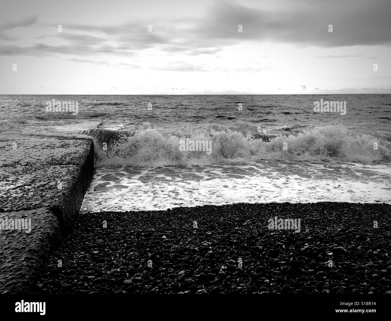 Paysage marin noir et blanc Banque D'Images