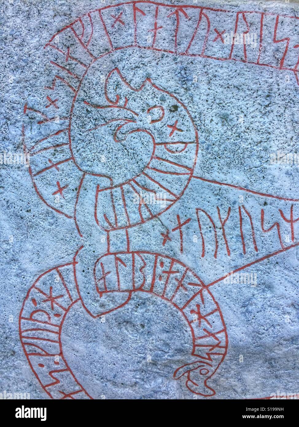 Inscription historique, à l'église de Husby-Ärlinghundra, à l'extérieur de Märsta, Suède. Banque D'Images