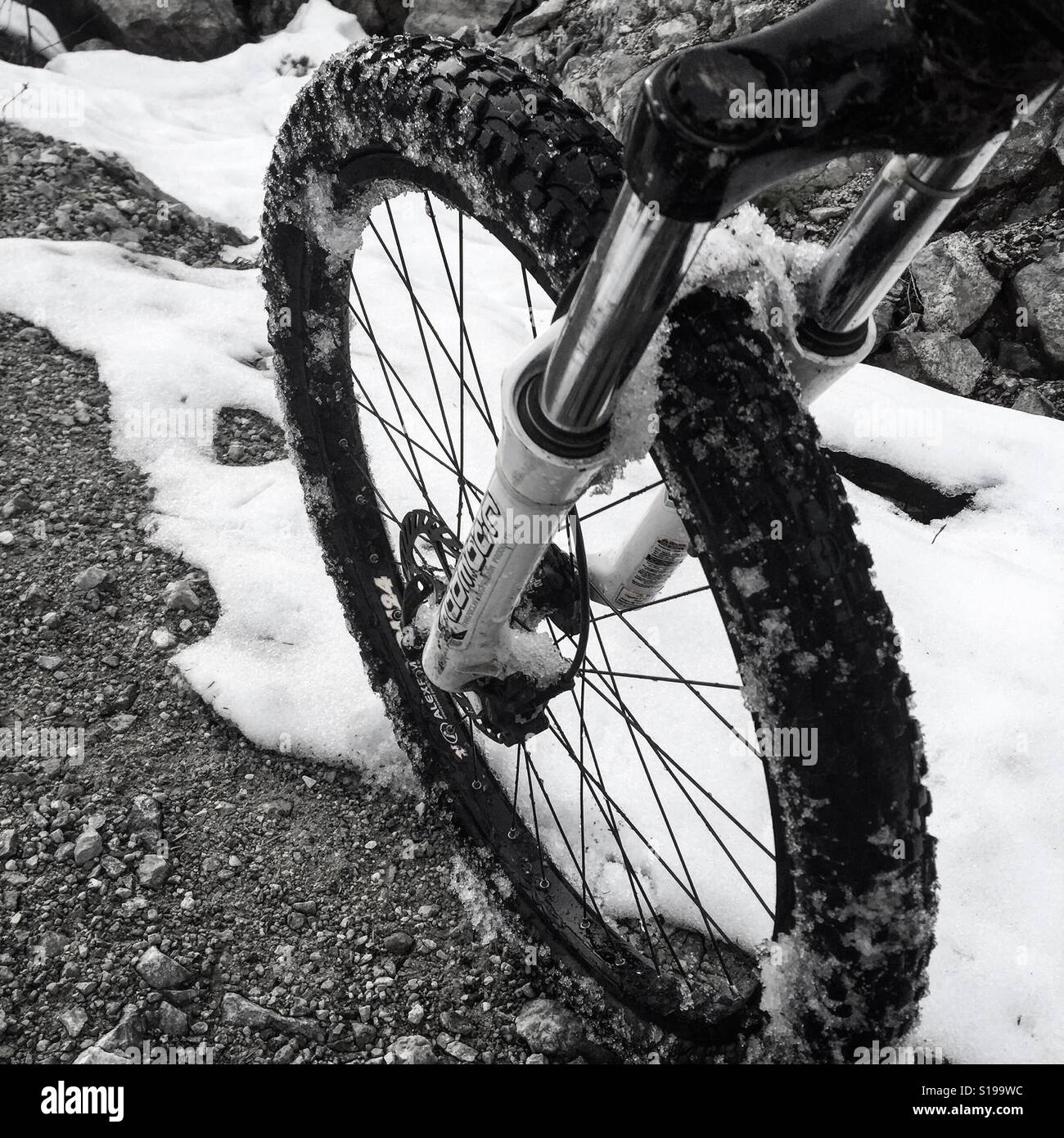 Snowy Mountain Biking Bliss Banque D'Images