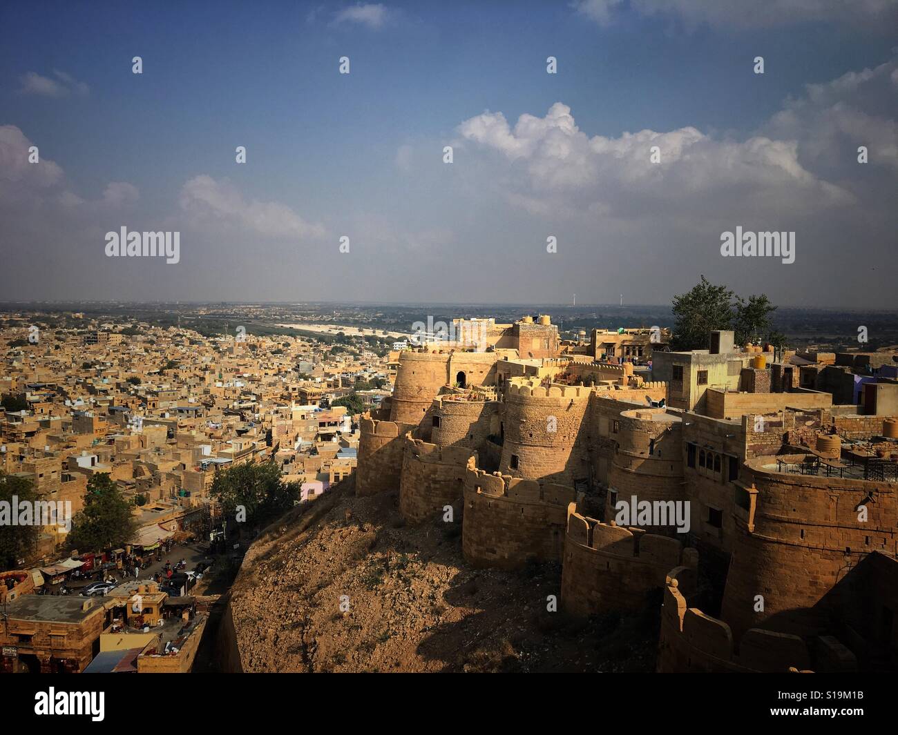 Vue aérienne de la ville d'or, Jaislmer ville de vivre fort. Banque D'Images