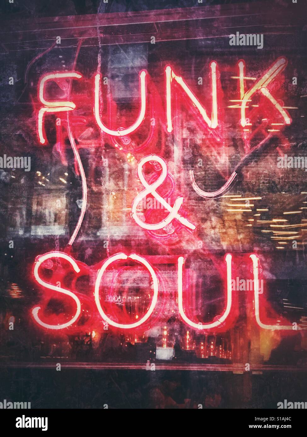Un funk et soul neon sign Banque D'Images