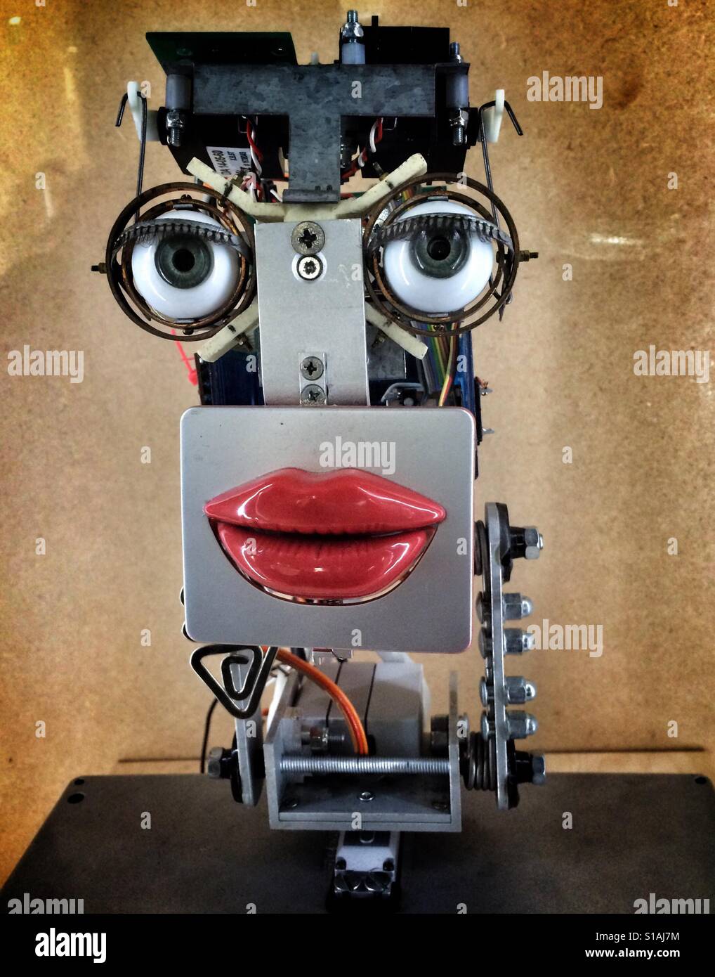 La tête du robot drôle Banque D'Images