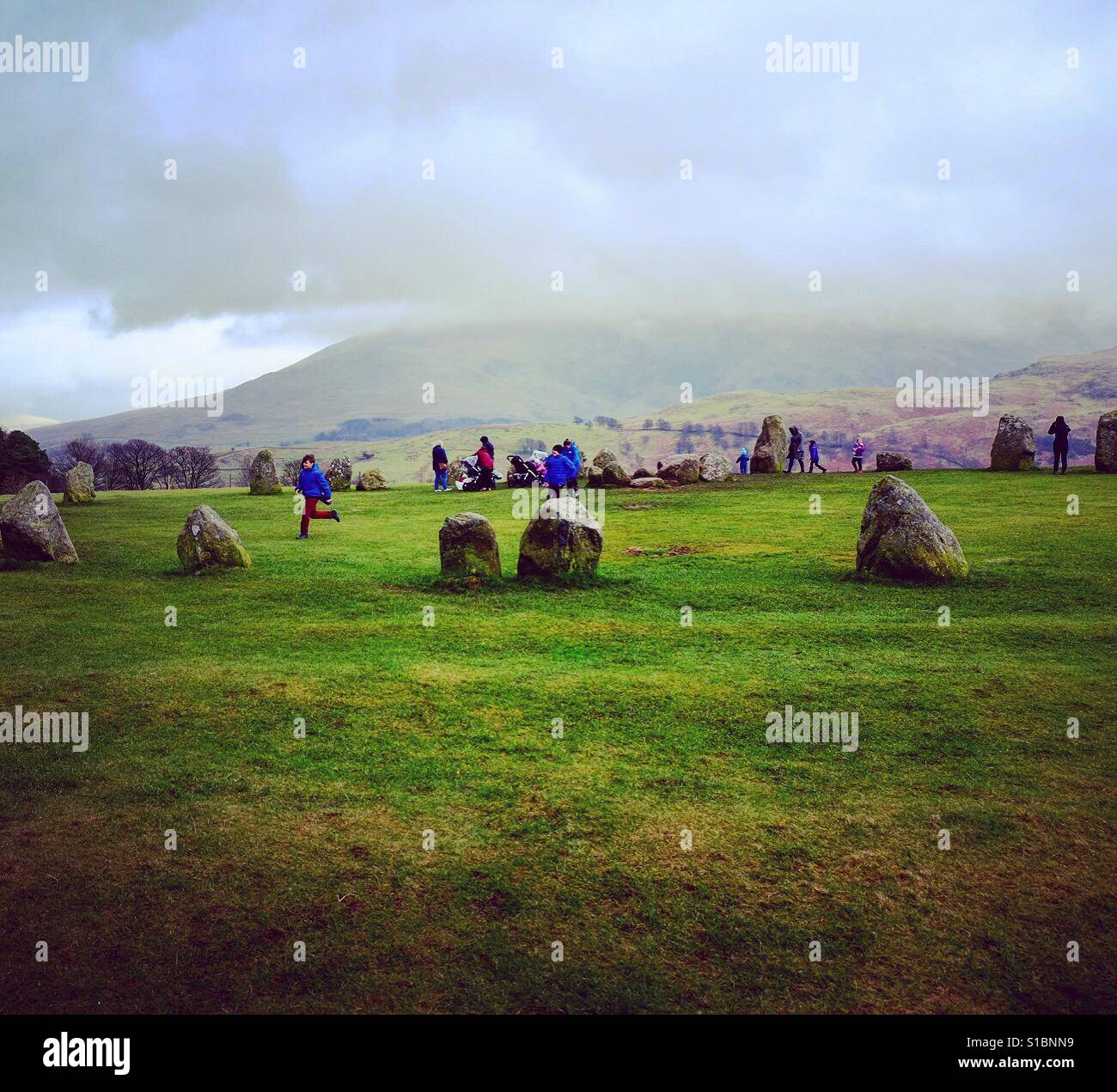 Le cercle de pierres de Castlerigg près de Keswick, Lake District, Cumbria, Angleterre. Banque D'Images