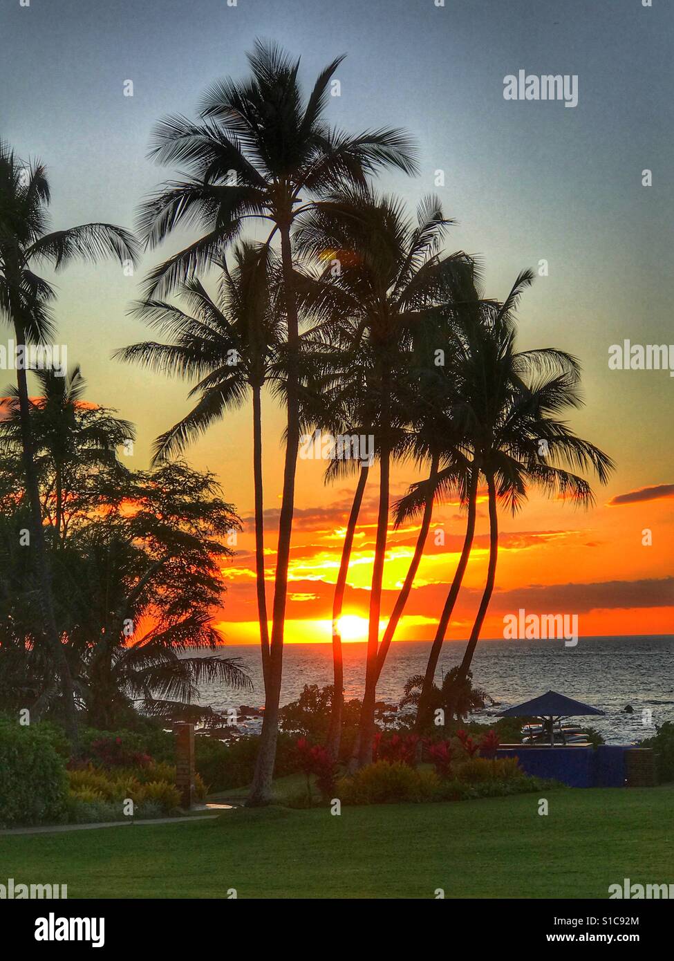 Coucher de soleil de Hawaï Banque D'Images