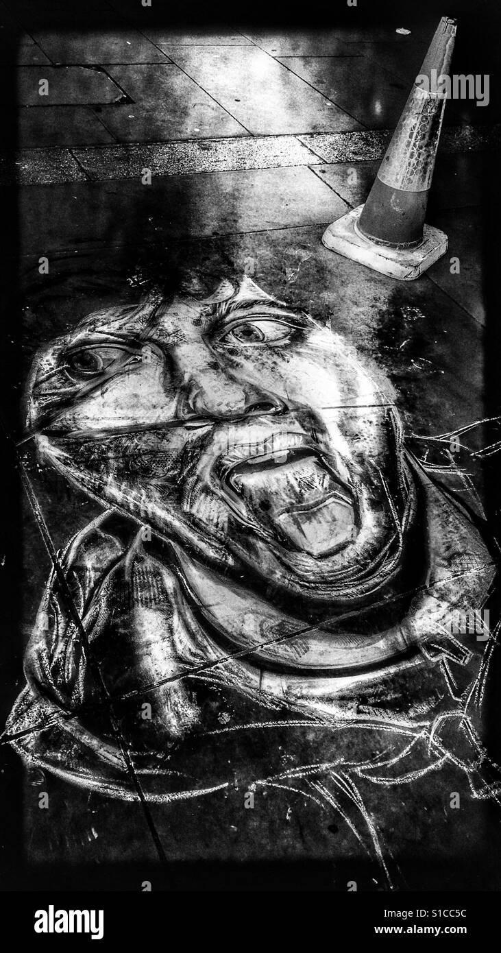 Street art Ed Sheeran sur la chaussée - Image de stock capturée avec un smartphone