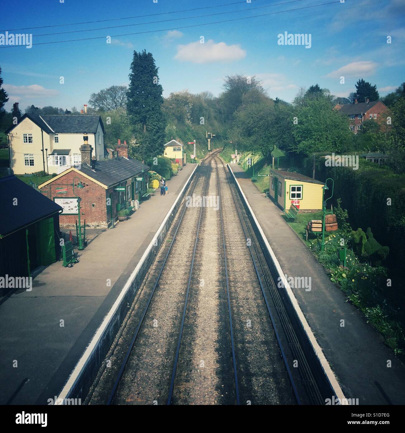 Medstead et quatre points gare, Mid-Hants railway, Hampshire, Angleterre, Royaume-Uni. - Image de stock capturée avec un smartphone