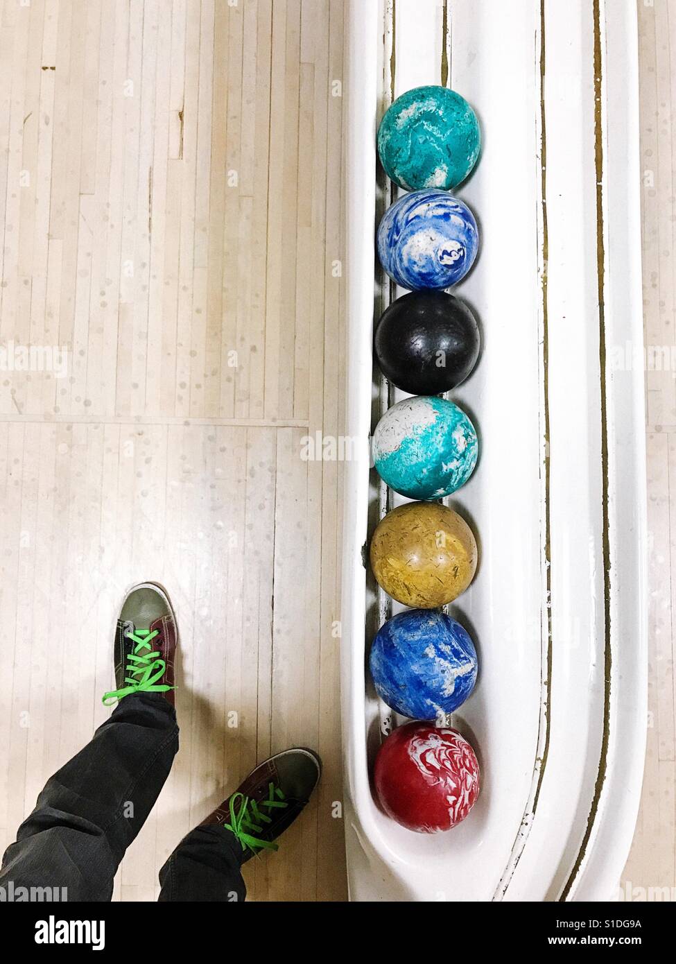 Duckpin bowling dans le Connecticut, USA. Banque D'Images