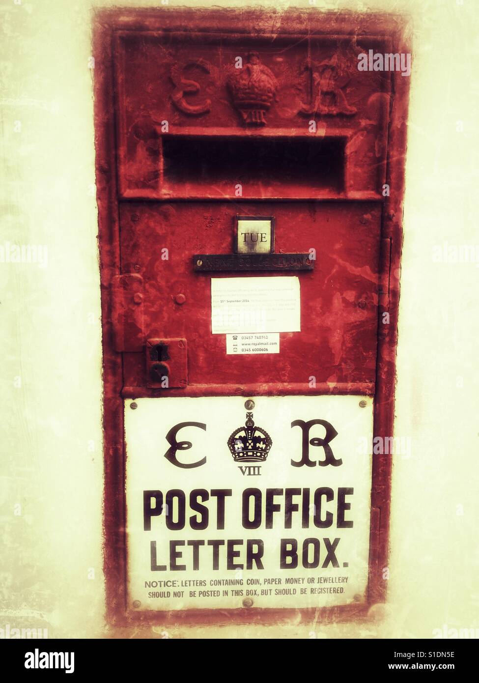 Boîte aux lettres murale du roi Édouard VIII, Bawdsey, Suffolk, Royaume-Uni. - Image de stock capturée avec un smartphone