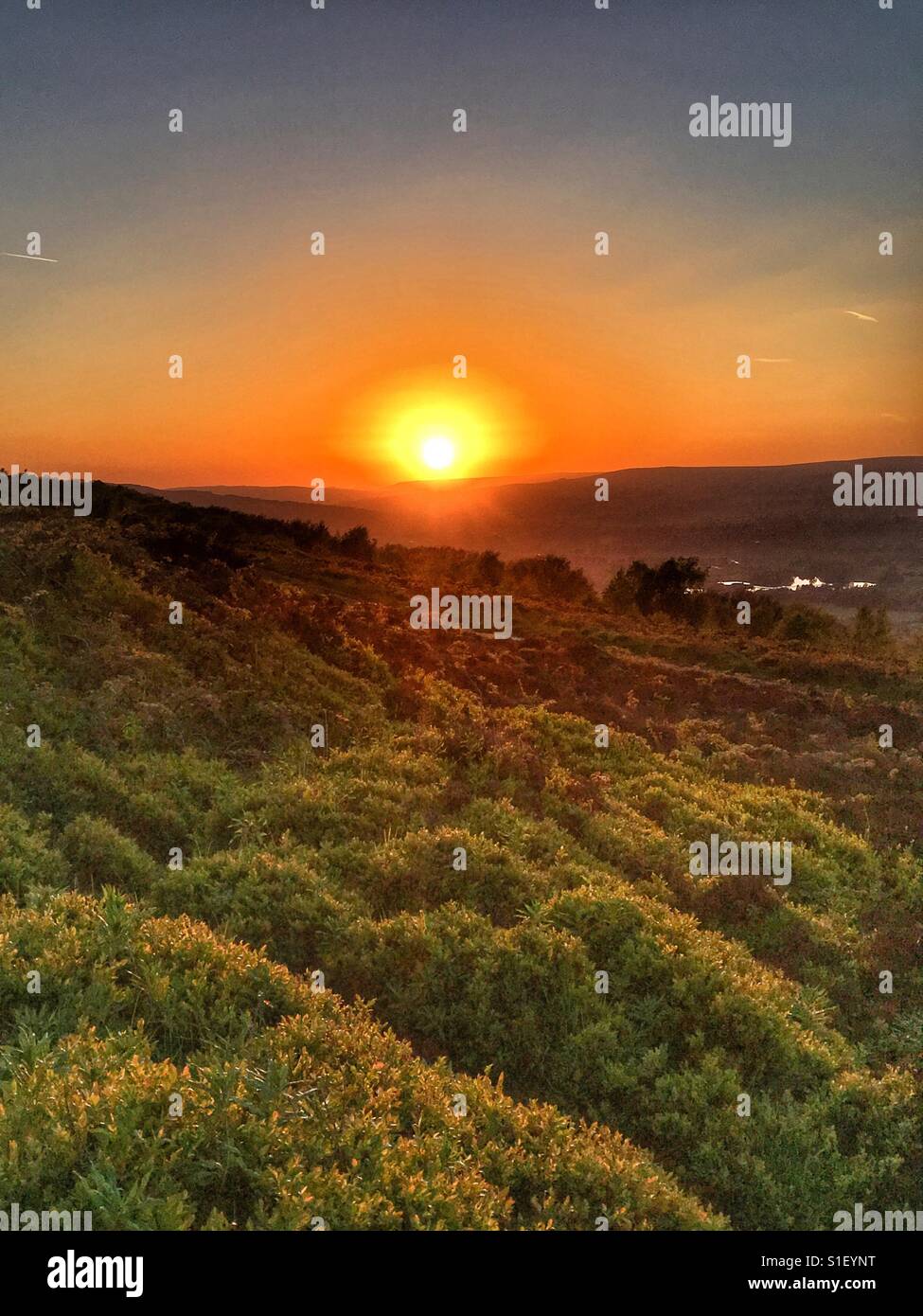 Coucher de soleil sur Otley Chevin West Yorkshire Banque D'Images