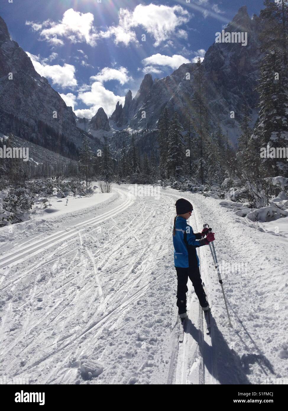 Des pistes de ski. Val Fiscalina, Italie Banque D'Images