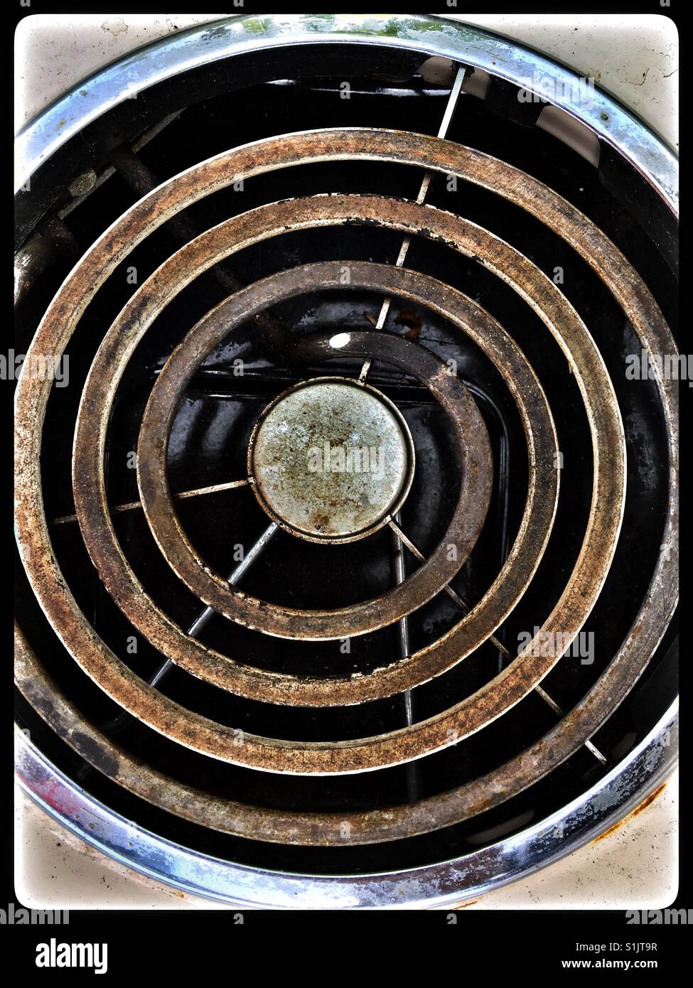 Vintage cuisinière électrique plaque chauffante. Banque D'Images