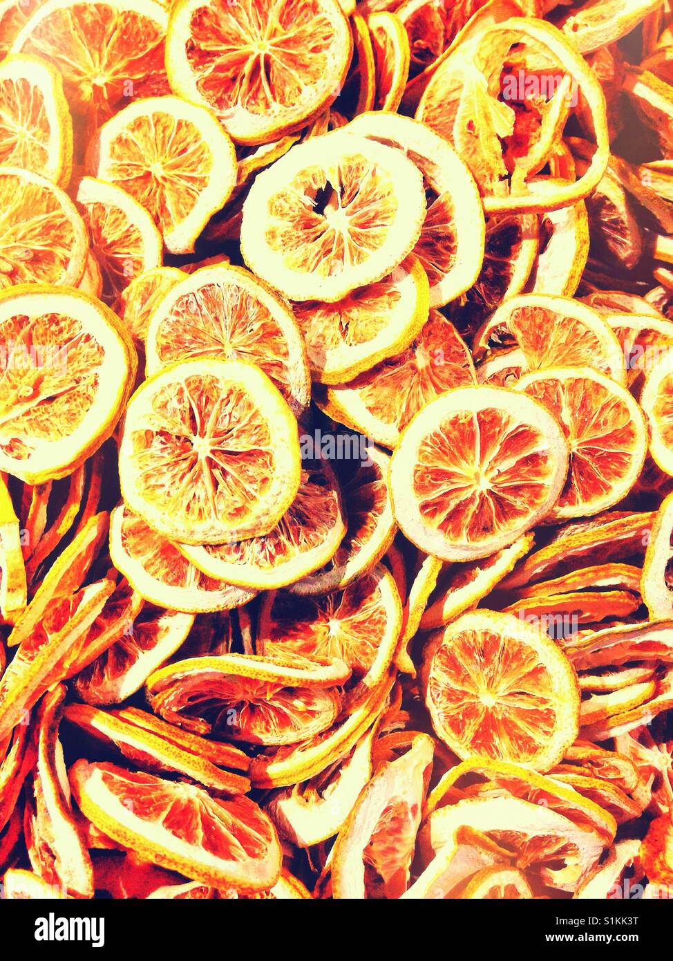 Tranches de citron séché. Banque D'Images