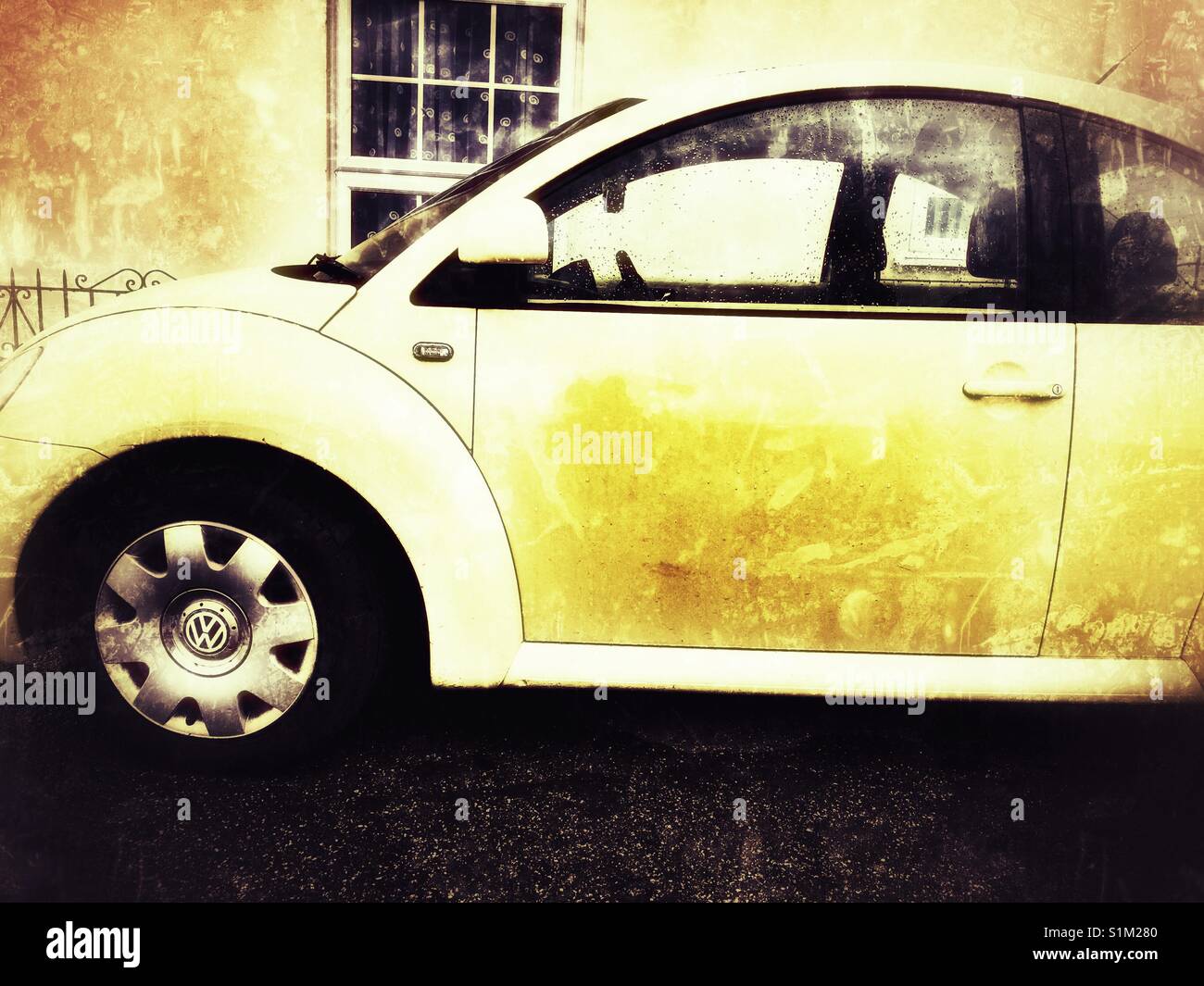 VW Coccinelle voiture, Aldeburgh, Suffolk, UK. Banque D'Images