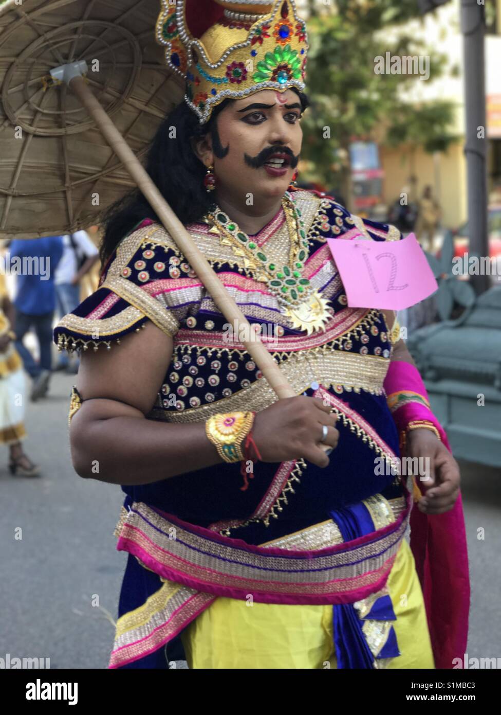 Maveli roi Mahabali vinaigrette ou modèle d'ornements et de parapluies pour onam Festival à Kerala Banque D'Images