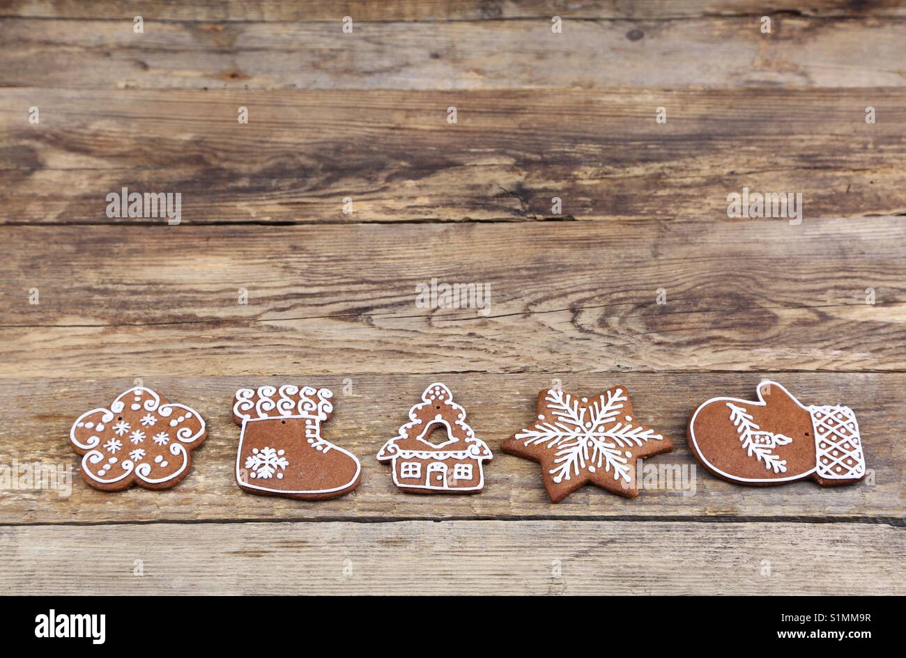 Gingerbread cookies de Noël Banque D'Images