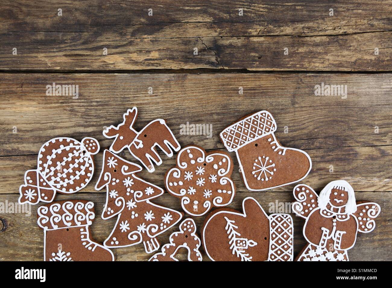 Gingerbread cookies de Noël Banque D'Images