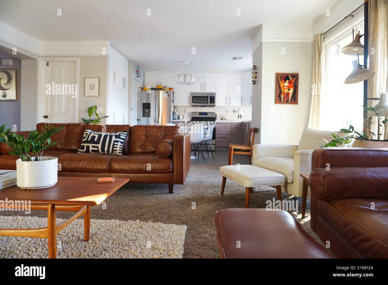 Milieu siècle modern living room Banque D'Images