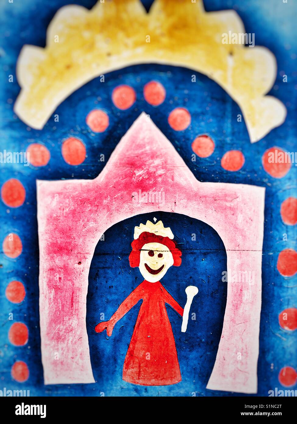 Peinture de l'enfant de la reine d'Angleterre - Image de stock capturée avec un smartphone