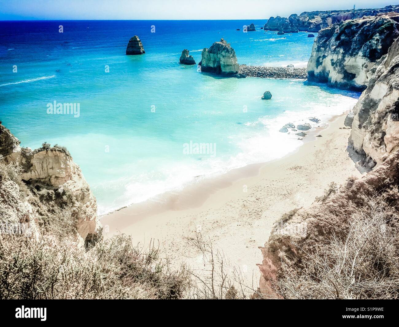 Lagos, Portugal littoral falaise Banque D'Images