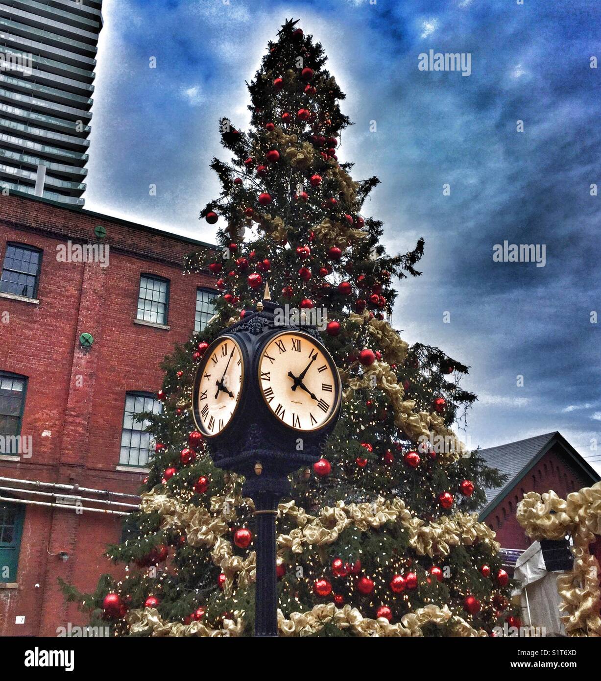 Le marché de Noël à Toronto le Distillery District. Banque D'Images