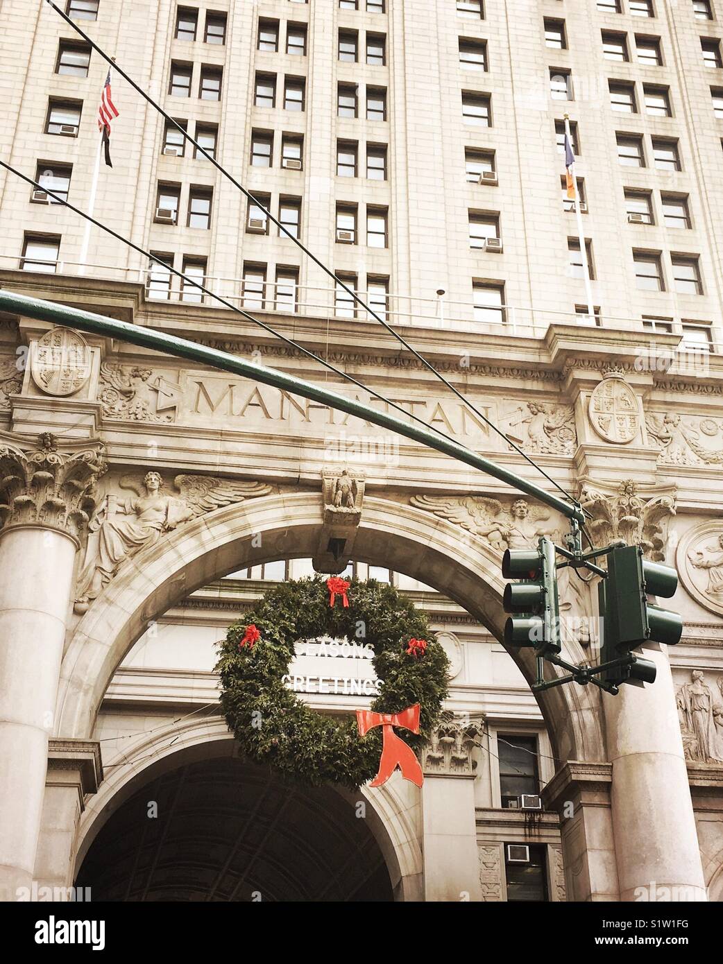 Meilleurs Vœux dans le quartier financier de Manhattan. Banque D'Images
