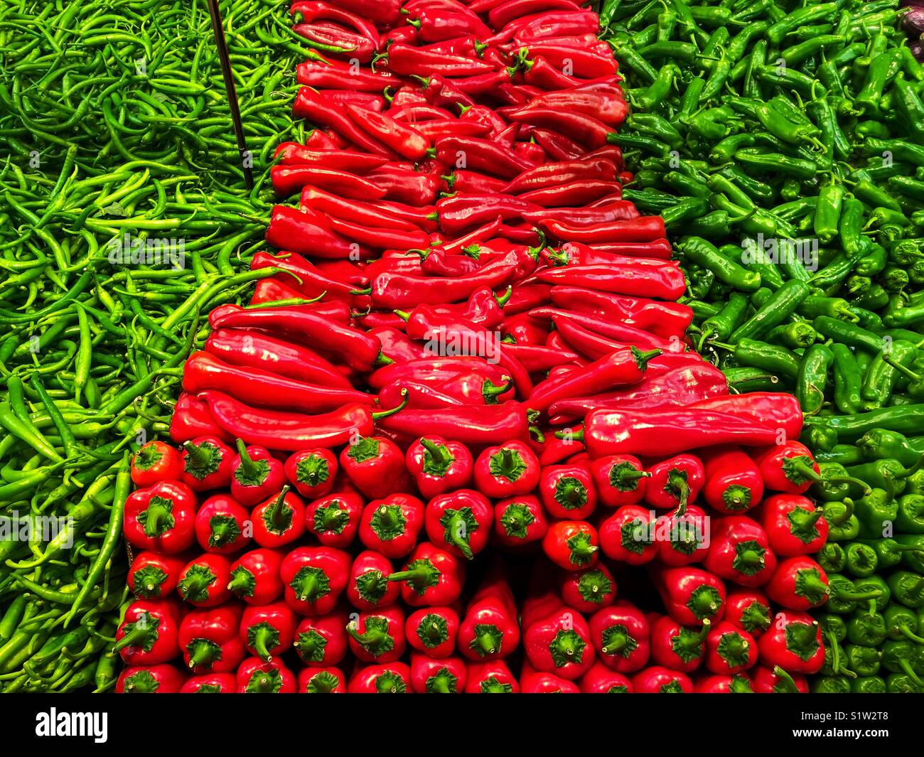 Poivre vert rouge Banque D'Images