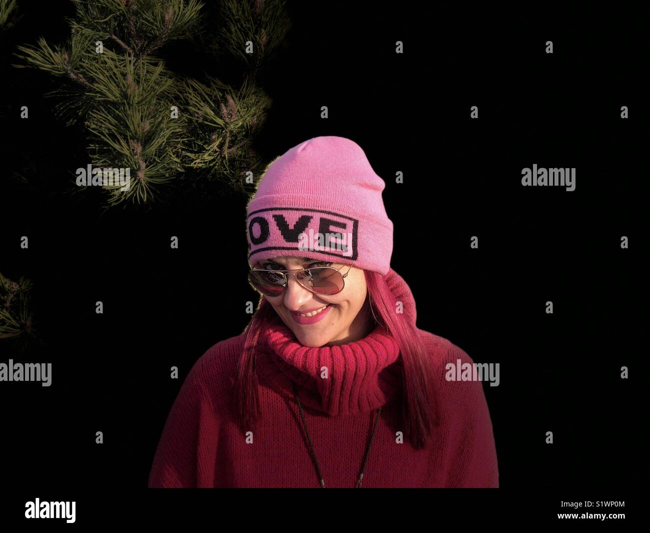 Happywoman aux cheveux rouges Banque D'Images