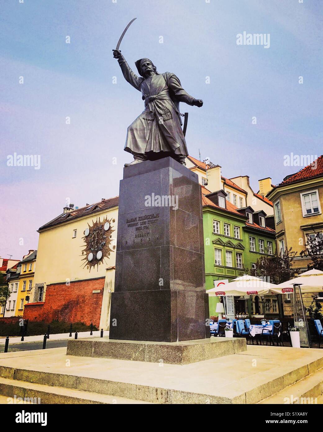 Jan Kilinski Monument, la vieille ville de Varsovie, Varsovie, Pologne Banque D'Images