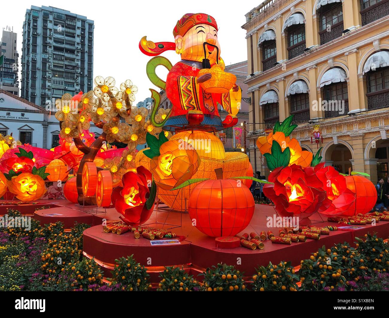 Décorations du Nouvel An chinois à Macao. Banque D'Images
