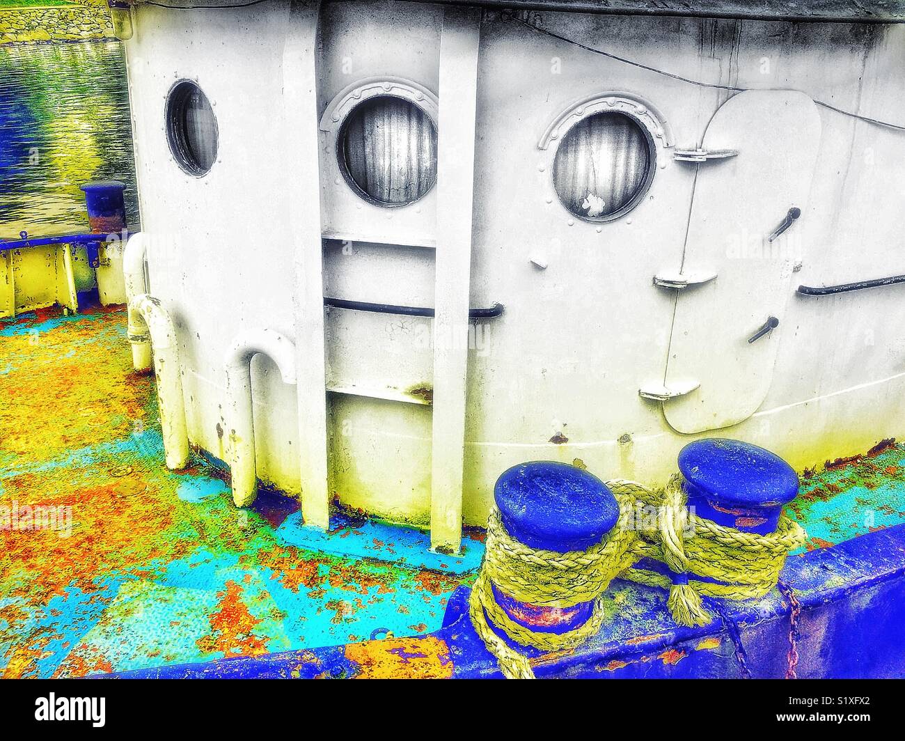 La rouille coloré pont de bateau - Image de stock capturée avec un smartphone