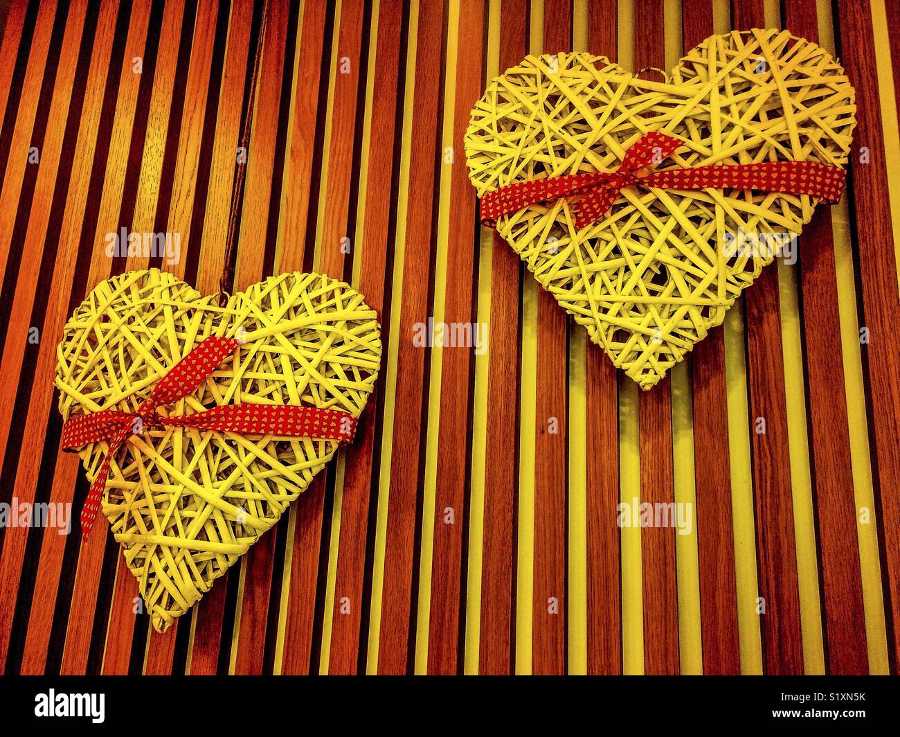 Coeurs de décoration pour la Saint-Valentin. Banque D'Images