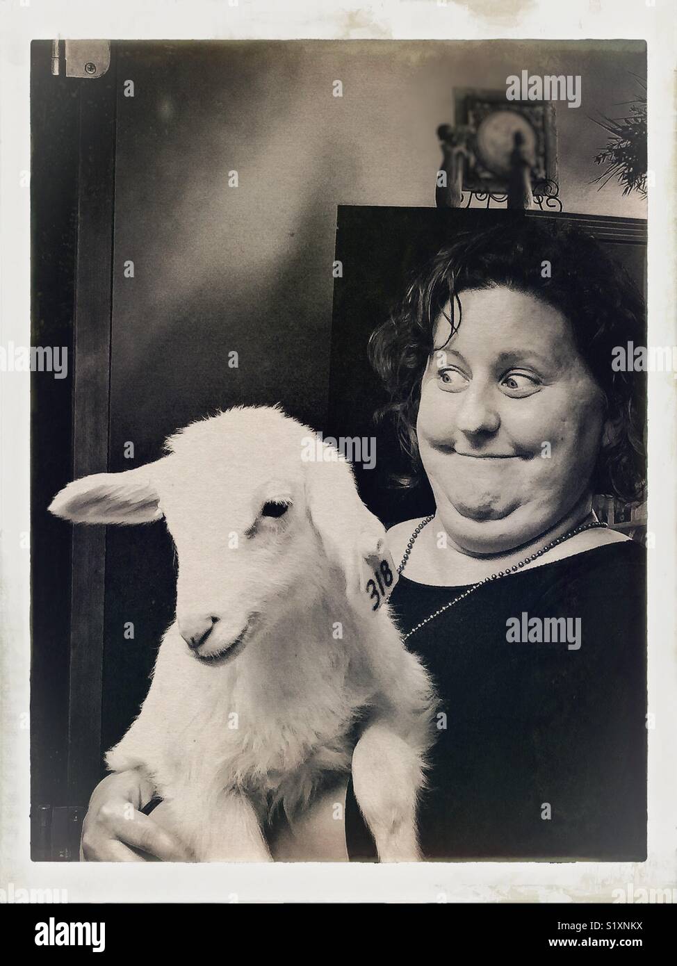 Marie et son gentil petit agneau. Banque D'Images