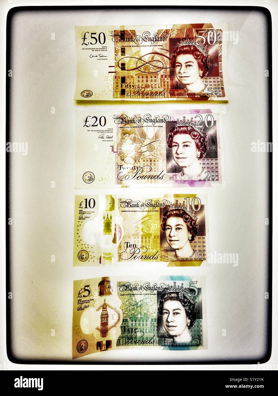 Billets de banque UK - Image de stock capturée avec un smartphone