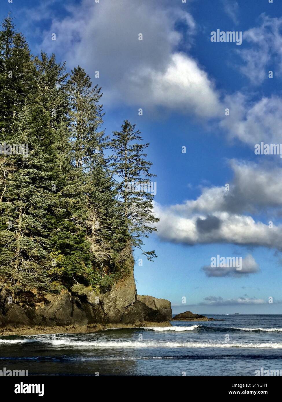 Côte sauvage et les nuages, la côte du Pacifique, de la péninsule Olympique, Washington - Image de stock capturée avec un smartphone