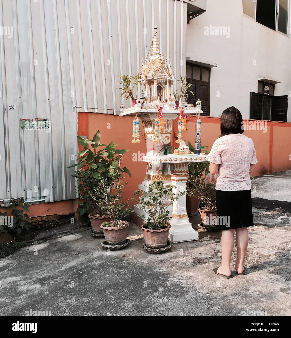 La prière du matin, Chiang Mai Banque D'Images