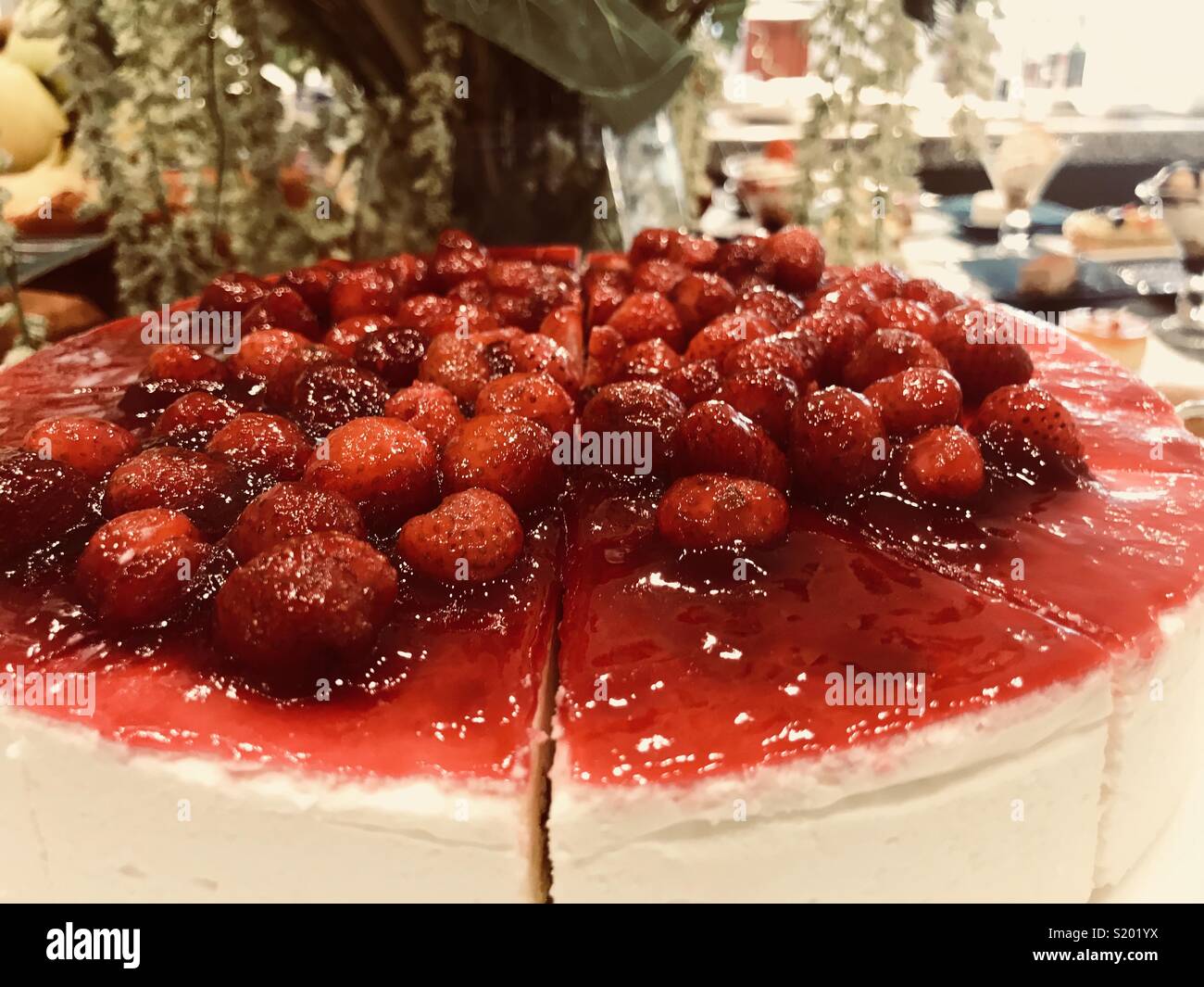 Tarte au fromage aux fraises Banque D'Images