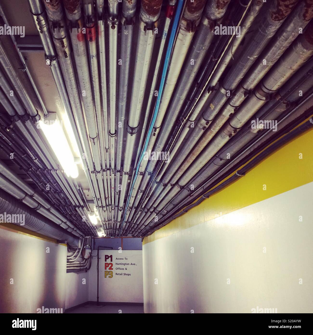 Dans le garage du corridor sous le Prudential Center, Boston, Massachusetts, United States Banque D'Images