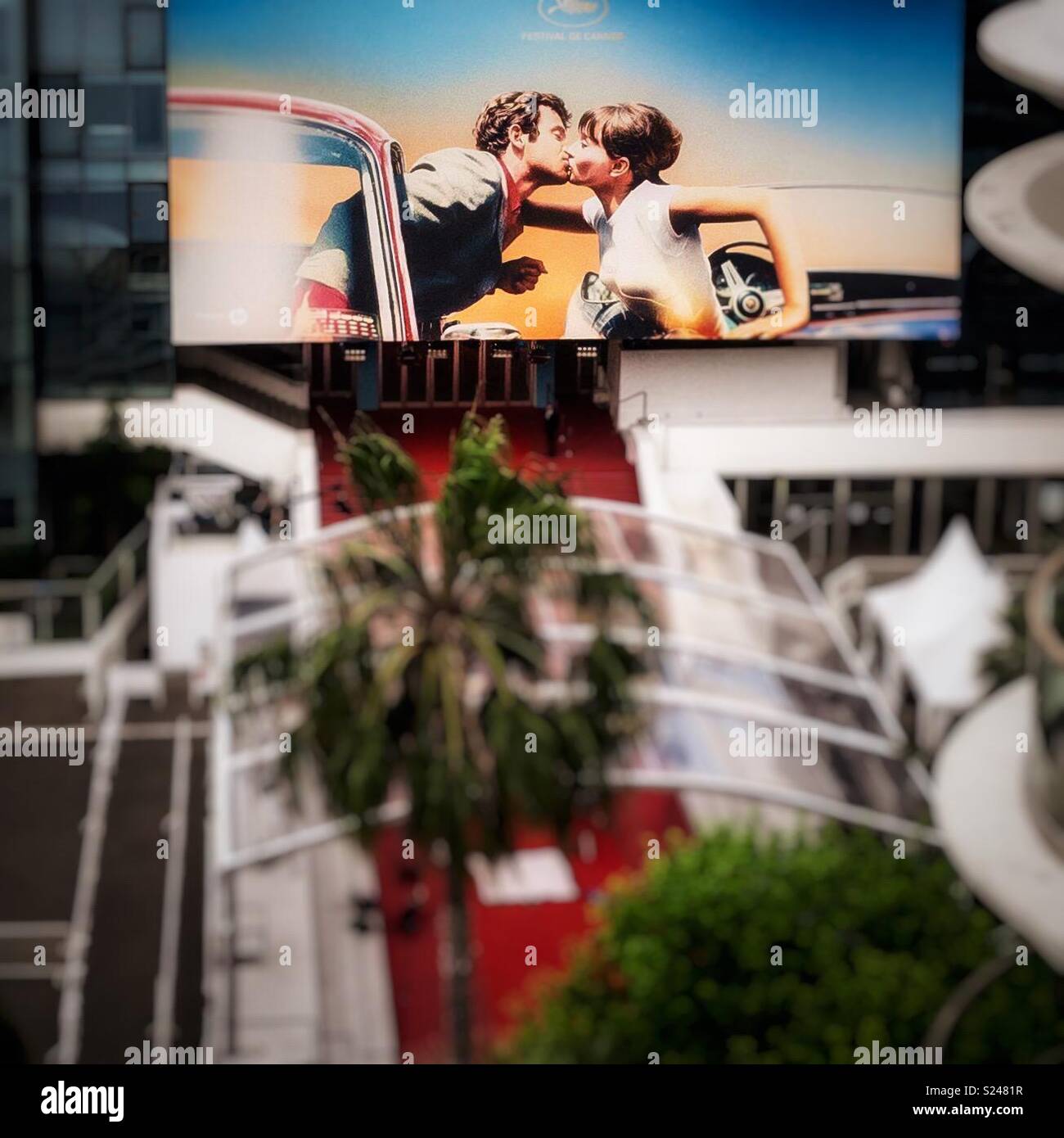 Une vue sur le Palais de festival de Cannes et tapis rouge Banque D'Images