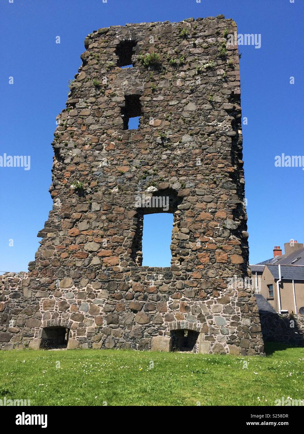 Ruines du château de Olderfleet Larne Banque D'Images