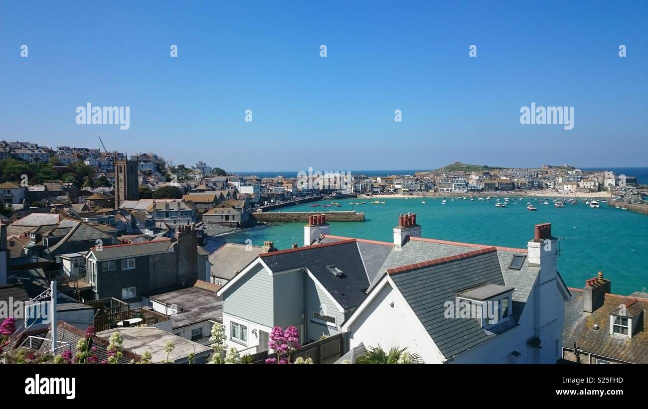 Vue sur la baie de St Ives, Cornwall Banque D'Images