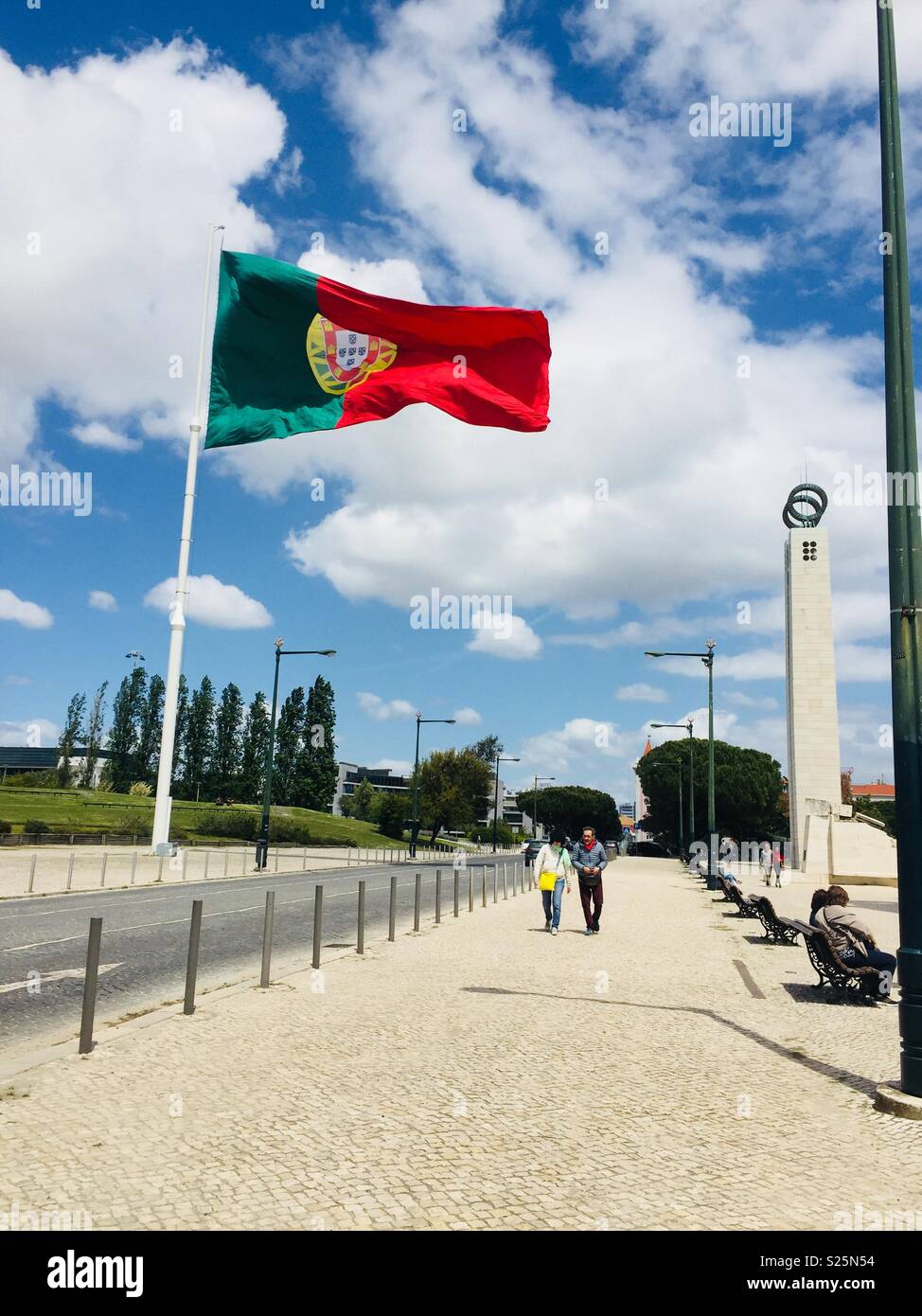 Le grand drapeau à Edward dans le parc Marques de Pombal Portugal ! ! ! Banque D'Images