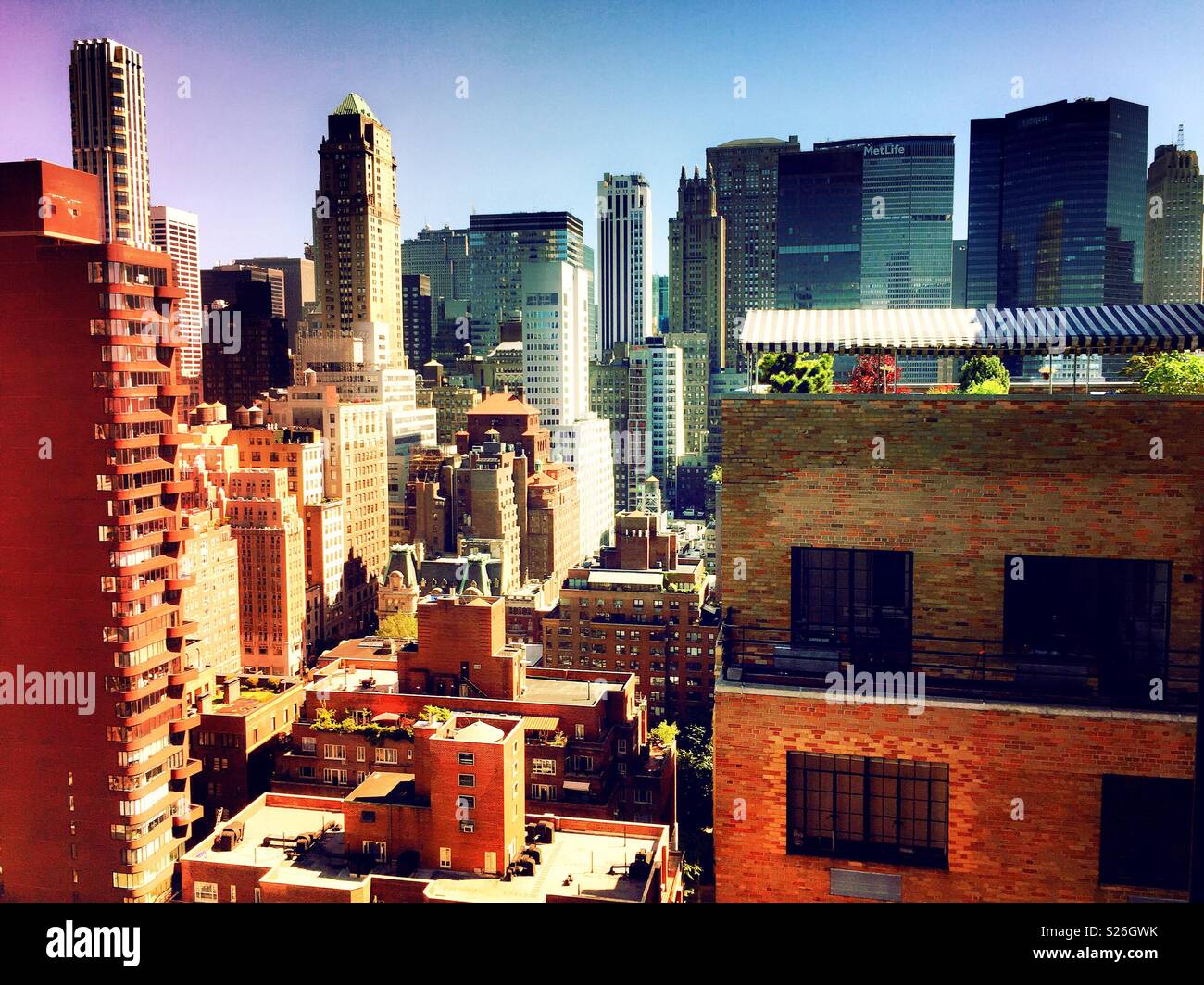 Avis de grattes-ciel de Manhattan et un jardin sur le toit de l'immeuble à  appartements penthouse, Murray Hill, NEW YORK, USA Photo Stock - Alamy