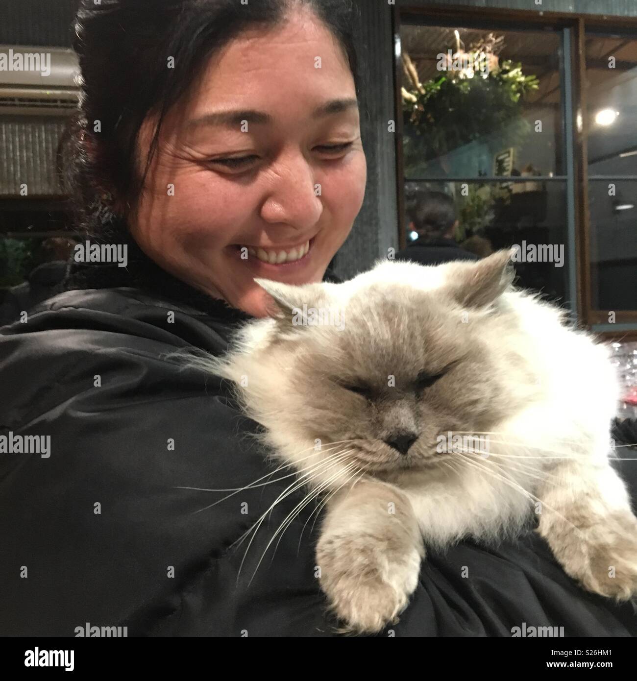 Femme japonais avec poupée de chiffon cat Banque D'Images